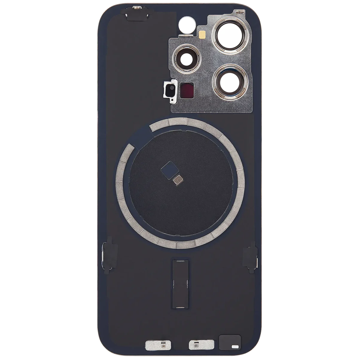 Iphone 15 Pro ile Uyumlu Arka Cam Çelik Plakalı MagSafe Mıknatıs Önceden Takılmış Kapak  Doğal Titanyum - Görsel 2