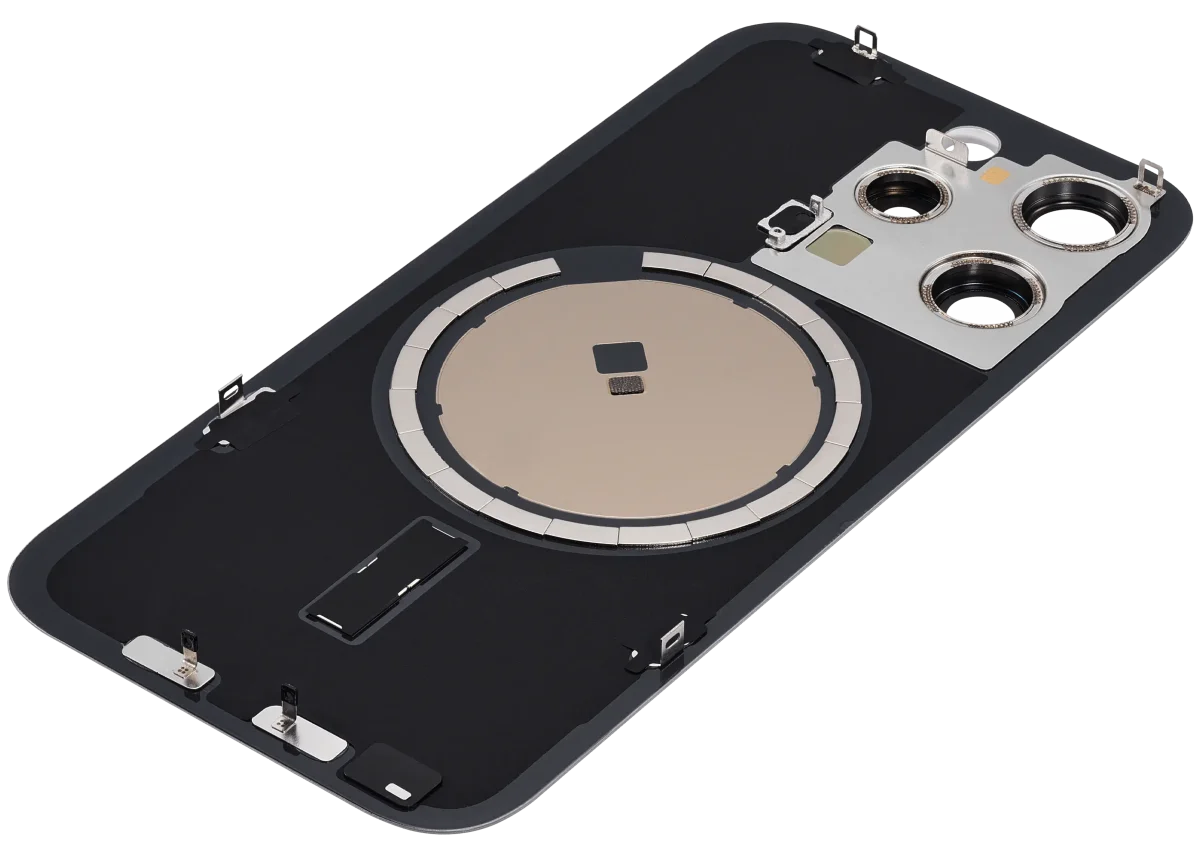 Iphone 15 Pro ile Uyumlu Arka Cam Çelik Plakalı MagSafe Mıknatıs Önceden Takılmış Kapak  Doğal Titanyum - Görsel 4