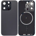 Iphone 15 Pro ile Uyumlu Arka Cam Çelik Plakalı MagSafe Mıknatıs Önceden Takılmış Kapak  Siyah Titanyum