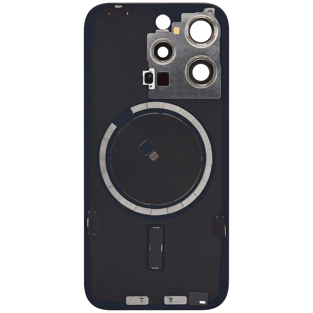 Iphone 15 Pro ile Uyumlu Arka Cam Çelik Plakalı MagSafe Mıknatıs Önceden Takılmış Kapak  Siyah Titanyum - Görsel 2
