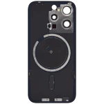 Iphone 15 Pro ile Uyumlu Arka Cam Çelik Plakalı MagSafe Mıknatıs Önceden Takılmış Kapak  Siyah Titanyum - Görsel 2