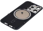 Iphone 15 Pro ile Uyumlu Arka Cam Çelik Plakalı MagSafe Mıknatıs Önceden Takılmış Kapak  Siyah Titanyum - Görsel 4