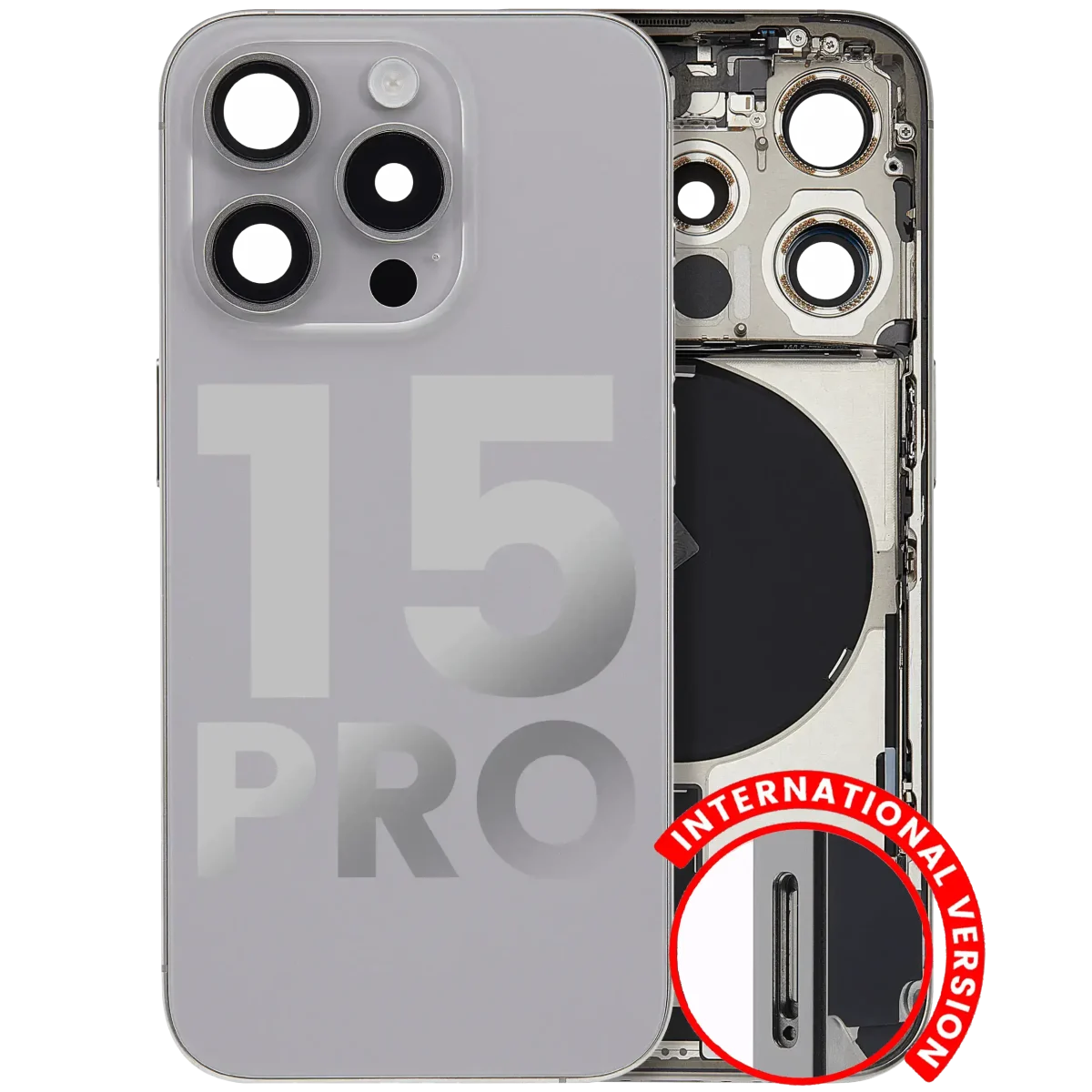 Iphone 15 Pro ile Uyumlu Kasa Bileşenler Önceden Takılmış Uluslararası Sürüm ile Uyumlu Kasa Kasa Doğal Titanyum