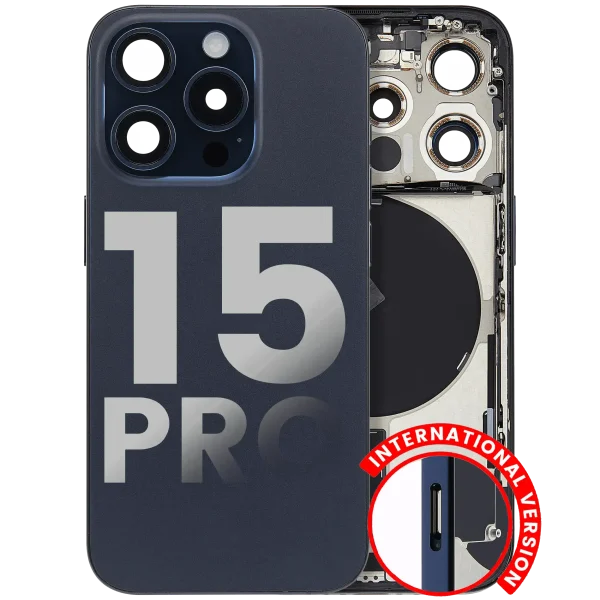 Iphone 15 Pro ile Uyumlu Kasa Bileşenler Önceden Takılmış Uluslararası Sürüm ile Uyumlu Kasa Kasa Mavi Titanyum