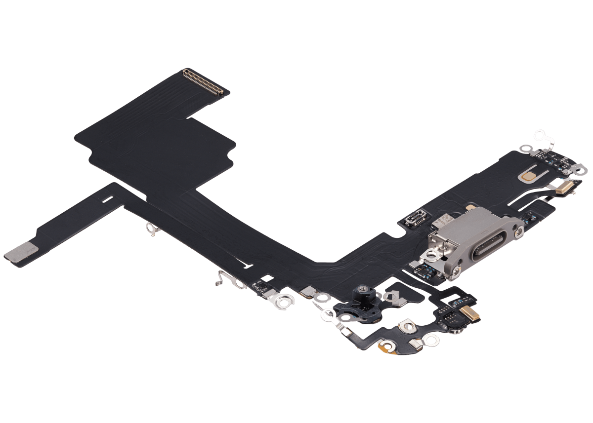 Iphone 15 Pro ile Uyumlu Şarj Portu Esnek Kablosu Aftermarket Plus Doğal Titanyum ile Uyumlu - Görsel 3