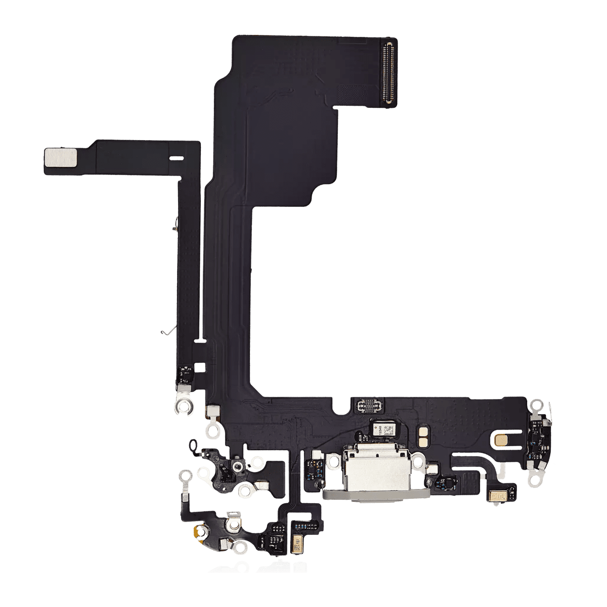 Iphone 15 Pro ile Uyumlu Şarj Portu Esnek Kablosu Aftermarket Plus ile Uyumlu Beyaz Titanyum
