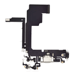 Iphone 15 Pro ile Uyumlu Şarj Portu Esnek Kablosu Aftermarket Plus ile Uyumlu Beyaz Titanyum