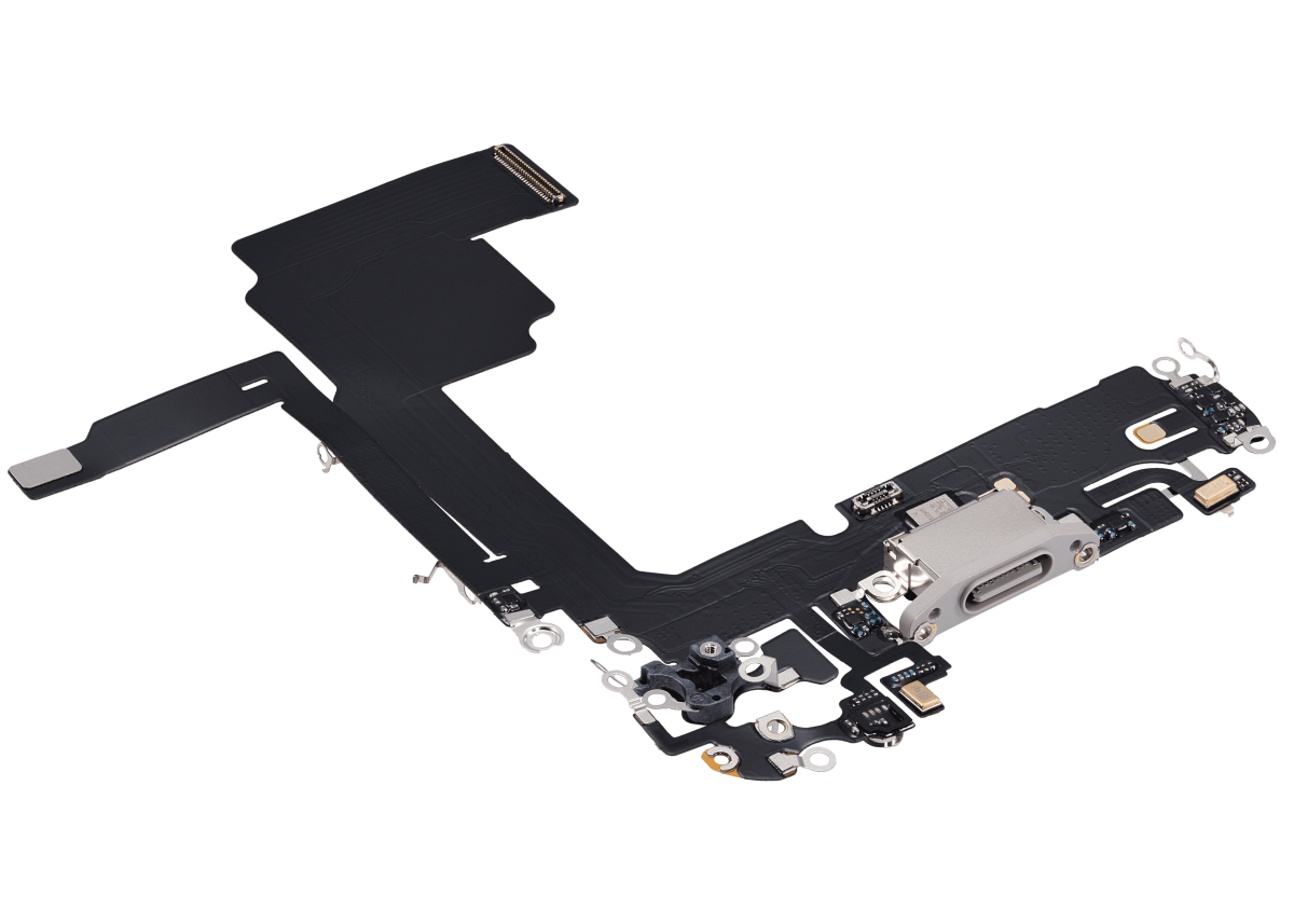 Iphone 15 Pro ile Uyumlu Şarj Portu Esnek Kablosu Aftermarket Plus ile Uyumlu Beyaz Titanyum - Görsel 3