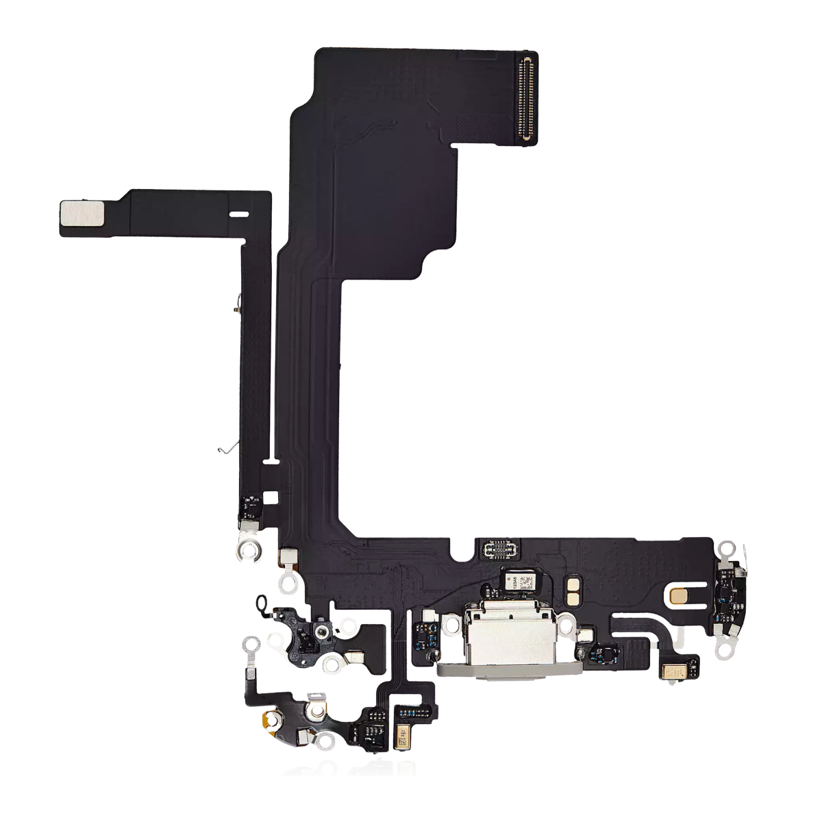 Iphone 15 Pro ile Uyumlu Şarj Portu Esnek Kablosu Aftermarket Plus ile Uyumlu Beyaz Titanyum - Görsel 5
