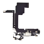 Iphone 15 Pro ile Uyumlu Şarj Portu Esnek Kablosu Aftermarket Plus ile Uyumlu Beyaz Titanyum - Görsel 5