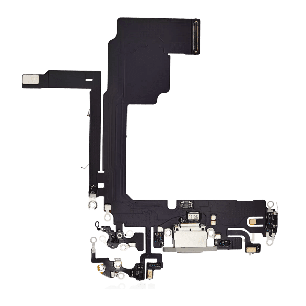 Iphone 15 Pro ile Uyumlu Şarj Portu Esnek Kablosu Aftermarket Plus ile Uyumlu Beyaz Titanyum