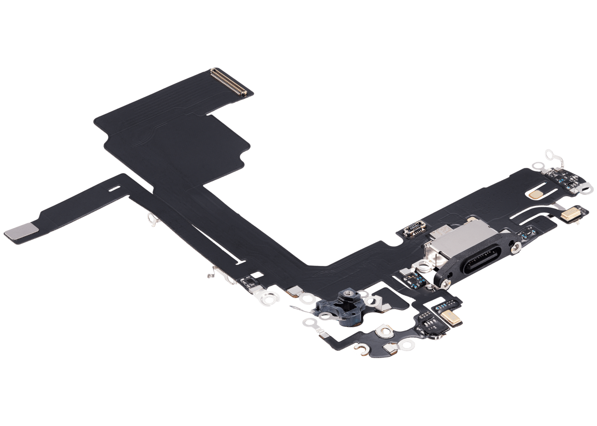 Iphone 15 Pro ile Uyumlu Şarj Portu Esnek Kablosu Aftermarket Plus ile Uyumlu Siyah Titanyum - Görsel 3