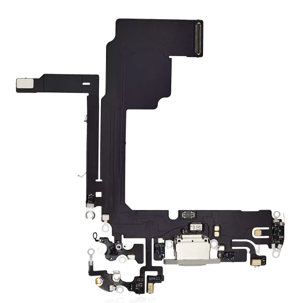Iphone 15 Pro ile Uyumlu Şarj Portu Esnek Kablosu Premium Beyaz Titanyum ile Uyumlu