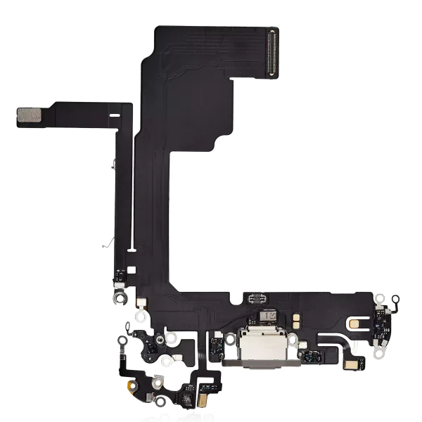 Iphone 15 Pro ile Uyumlu Şarj Portu Esnek Kablosu Premium Doğal Titanyum ile Uyumlu