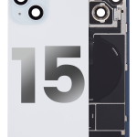 Iphone 15 ile Uyumlu Arka Cam Çelik Plakalı Kablosuz NFC Şarj MagSafe Mıknatıs ve El Feneri Esnek ile Uyumlu Full Mavi