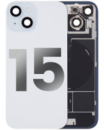 Iphone 15 ile Uyumlu Arka Cam Çelik Plakalı Kablosuz NFC Şarj MagSafe Mıknatıs ve El Feneri Esnek ile Uyumlu Full Mavi