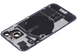 Iphone 15 ile Uyumlu Arka Cam Çelik Plakalı Kablosuz NFC Şarj MagSafe Mıknatıs ve El Feneri Esnek ile Uyumlu Full Mavi - Görsel 5