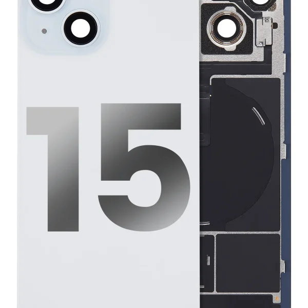 Iphone 15 ile Uyumlu Arka Cam Çelik Plakalı Kablosuz NFC Şarj MagSafe Mıknatıs ve El Feneri Esnek ile Uyumlu Full  Mavi