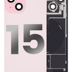 Iphone 15 ile Uyumlu Arka Cam Çelik Plakalı Kablosuz NFC Şarj MagSafe Mıknatıs ve El Feneri Esnek ile Uyumlu Full Rose