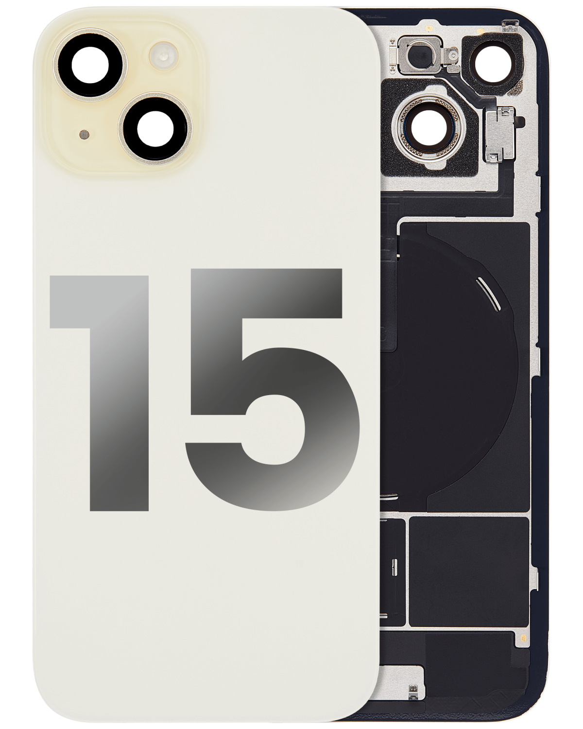Iphone 15 ile Uyumlu Arka Cam Çelik Plakalı Kablosuz NFC Şarj MagSafe Mıknatıs ve El Feneri Esnek ile Uyumlu Full Sarı