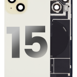 Iphone 15 ile Uyumlu Arka Cam Çelik Plakalı Kablosuz NFC Şarj MagSafe Mıknatıs ve El Feneri Esnek ile Uyumlu Full Sarı