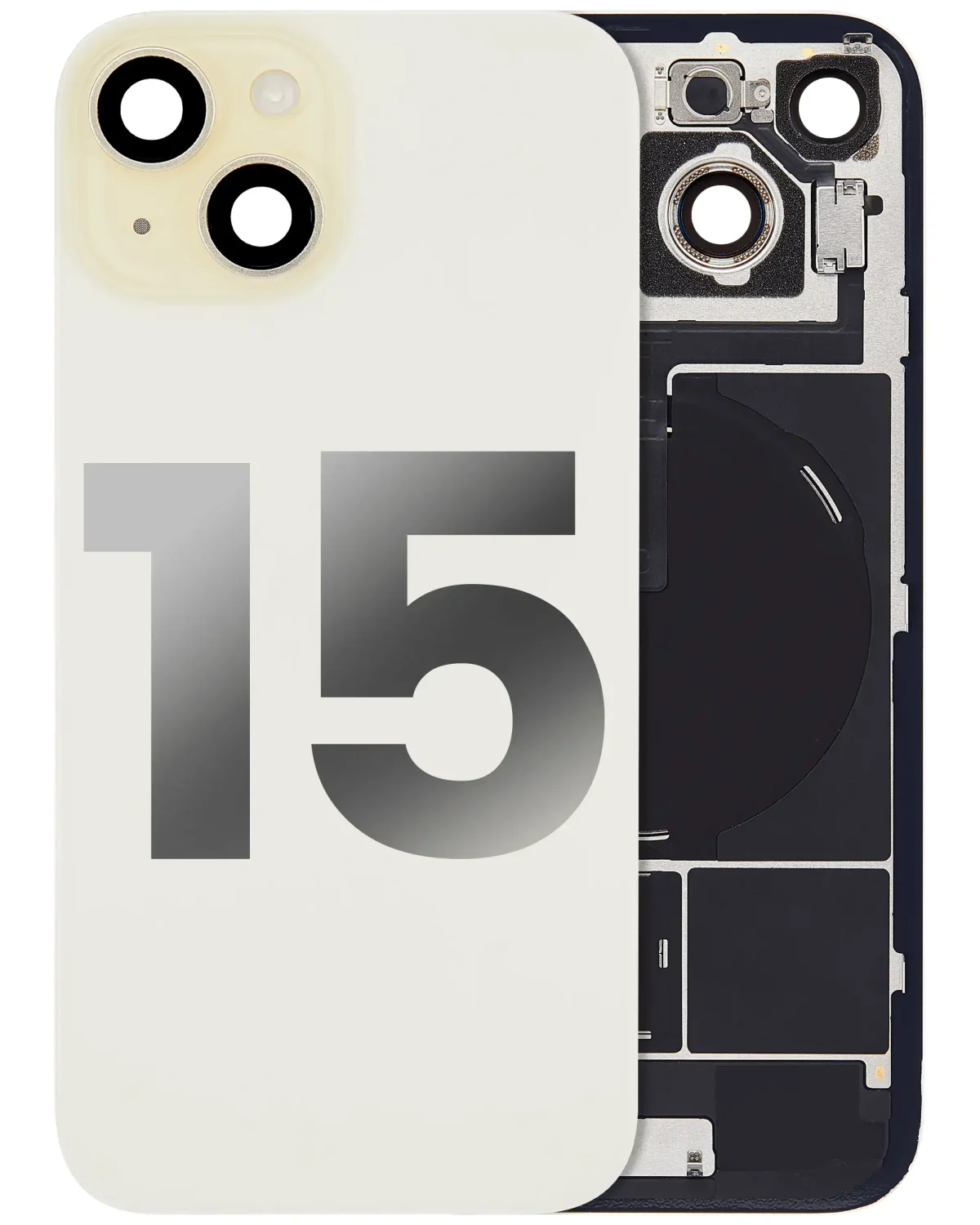 Iphone 15 ile Uyumlu Arka Cam Çelik Plakalı Kablosuz NFC Şarj MagSafe Mıknatıs ve El Feneri Esnek ile Uyumlu Full  Sarı