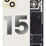 Iphone 15 ile Uyumlu Arka Cam Çelik Plakalı Kablosuz NFC Şarj MagSafe Mıknatıs ve El Feneri Esnek ile Uyumlu Full  Sarı