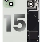 Iphone 15 ile Uyumlu Arka Cam Çelik Plakalı Kablosuz NFC Şarj MagSafe Mıknatıs ve El Feneri Esnek ile Uyumlu Full  Yeşil