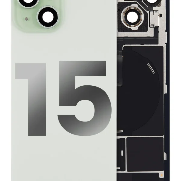 Iphone 15 ile Uyumlu Arka Cam Çelik Plakalı Kablosuz NFC Şarj MagSafe Mıknatıs ve El Feneri Esnek ile Uyumlu Full  Yeşil