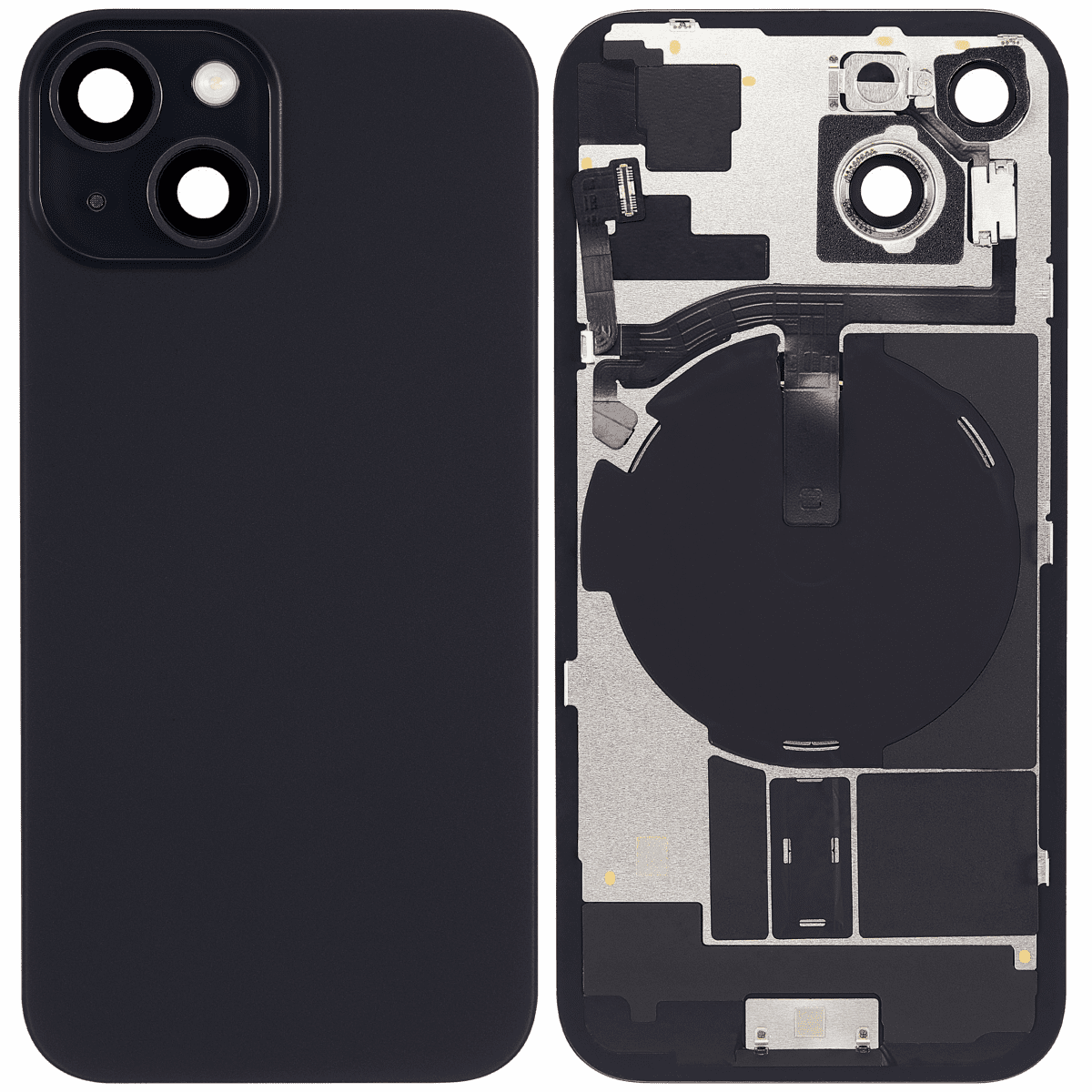 Iphone 15 ile Uyumlu Arka Cam Çelik Plakalı Kablosuz NFC Şarj MagSafe Mıknatıs ve El Feneri Esnek ile Uyumlu  Siyah - Görsel 1