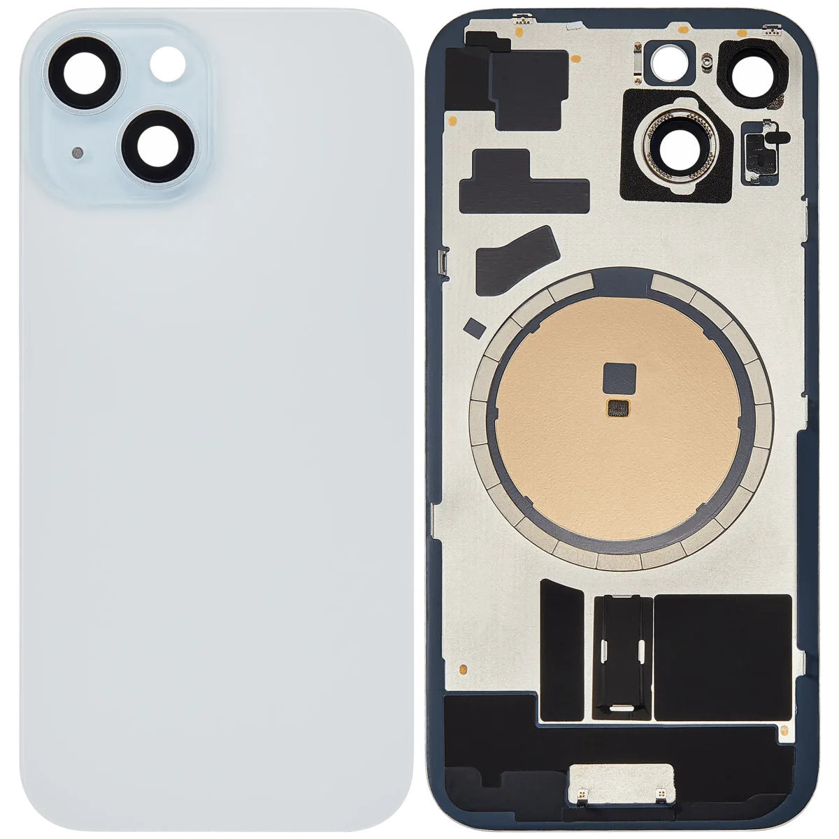 Iphone 15 ile Uyumlu Arka Cam Çelik Plakalı MagSafe Mıknatıs Önceden Takılmış Kapak  Mavi - Görsel 1