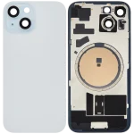 Iphone 15 ile Uyumlu Arka Cam Çelik Plakalı MagSafe Mıknatıs Önceden Takılmış Kapak  Mavi