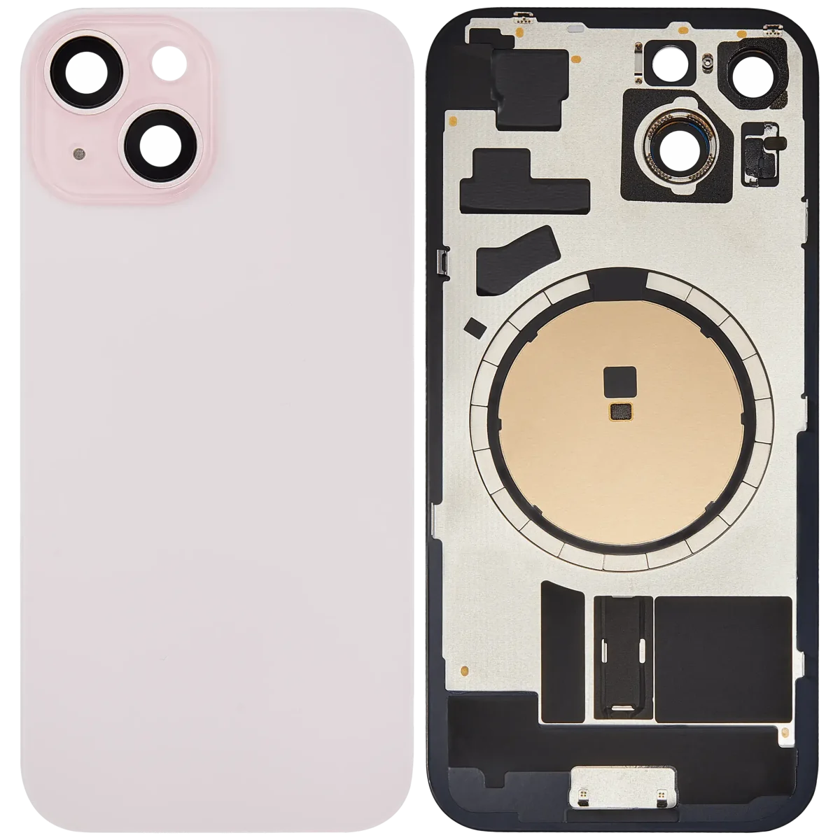 Iphone 15 ile Uyumlu Arka Cam Çelik Plakalı MagSafe Mıknatıs Önceden Takılmış Kapak  Rose - Görsel 1