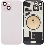 Iphone 15 ile Uyumlu Arka Cam Çelik Plakalı MagSafe Mıknatıs Önceden Takılmış Kapak  Rose