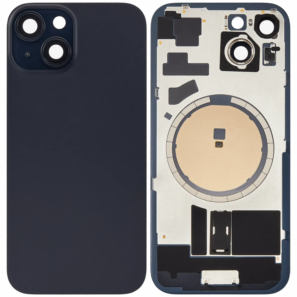 Iphone 15 ile Uyumlu Arka Cam Çelik Plakalı MagSafe Mıknatıs Önceden Takılmış Kapak  Siyah - Görsel 1
