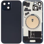 Iphone 15 ile Uyumlu Arka Cam Çelik Plakalı MagSafe Mıknatıs Önceden Takılmış Kapak  Siyah