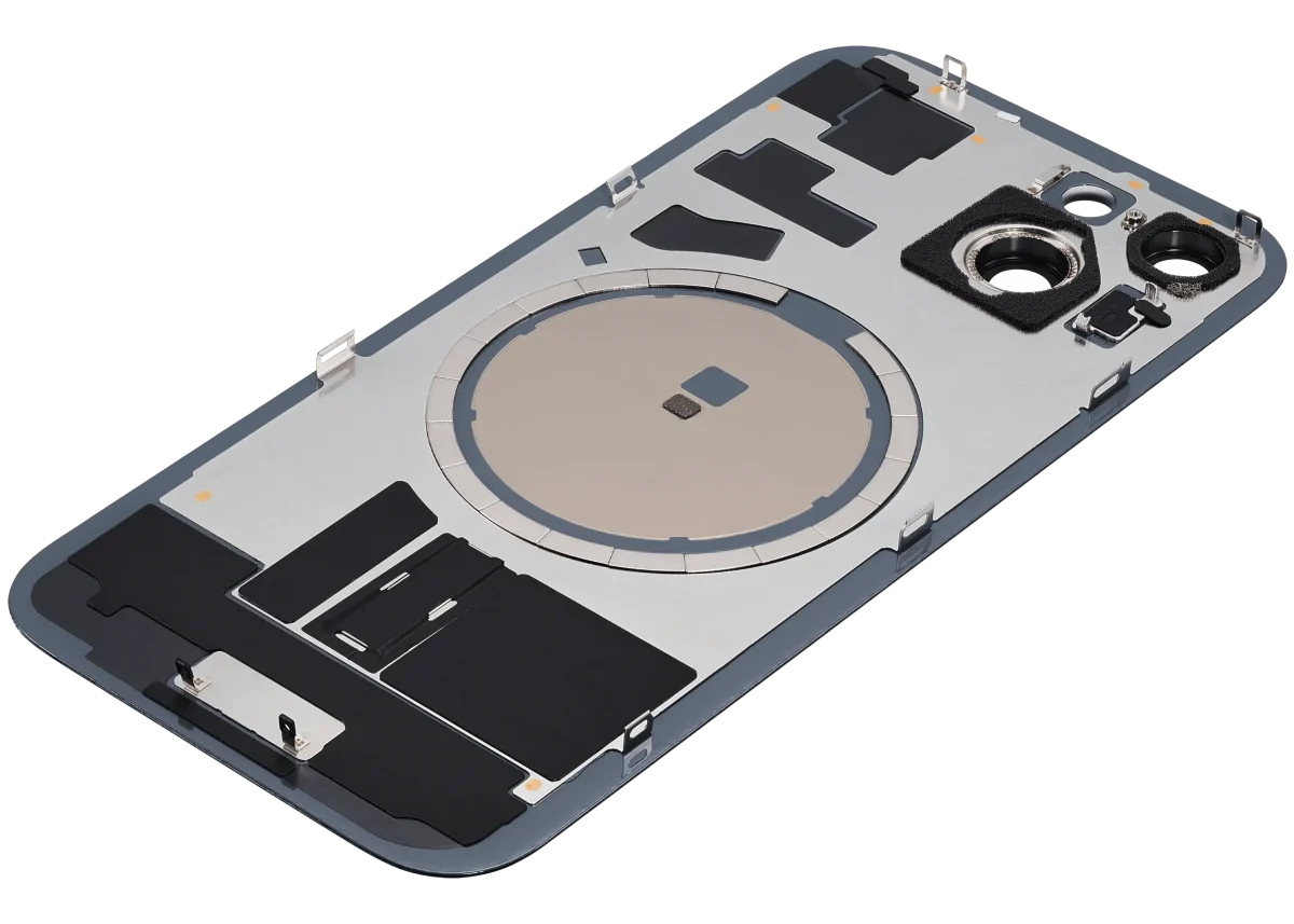 Iphone 15 ile Uyumlu Arka Cam Çelik Plakalı MagSafe Mıknatıs Önceden Takılmış Kapak  Siyah - Görsel 4