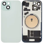 Iphone 15 ile Uyumlu Arka Cam Çelik Plakalı MagSafe Mıknatıs Önceden Takılmış Kapak  Yeşil