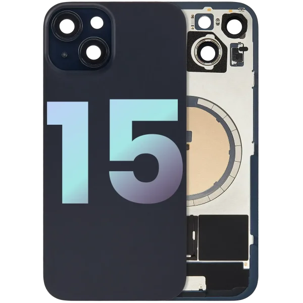 Iphone 15 ile Uyumlu Arka Cam Çelik Plakalı MagSafe Mıknatıs Önceden Takılmış Servis Paketi ile Uyumlu Siyah