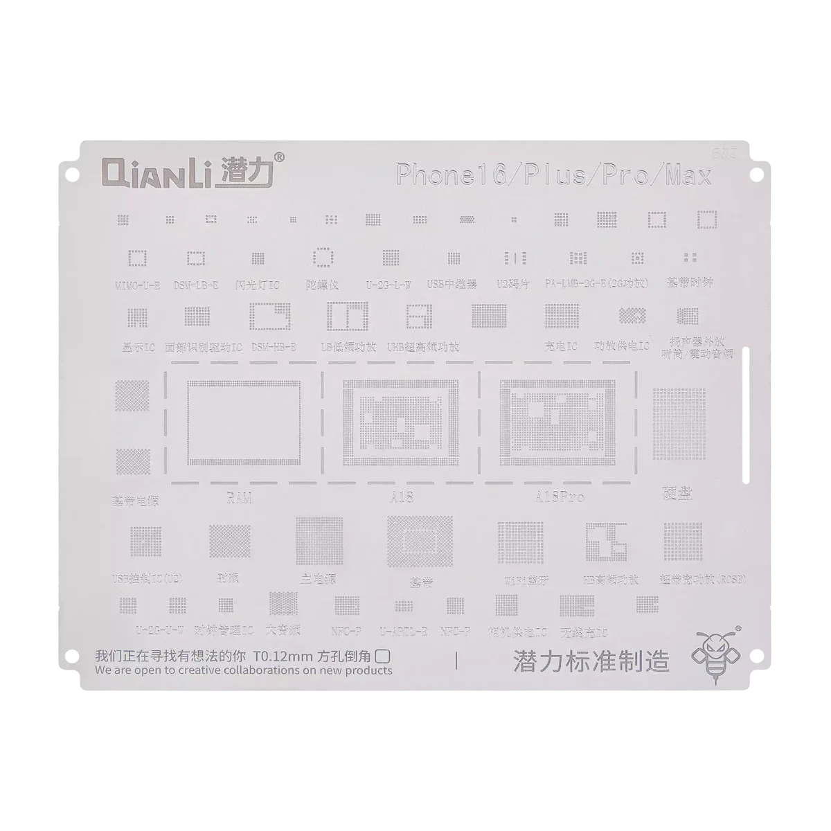 Iphone 16 Plus ile Entegre Kalıplama Şablonu QS689 / 16 Plus / 16 Pro / 16 Pro Max Qianli