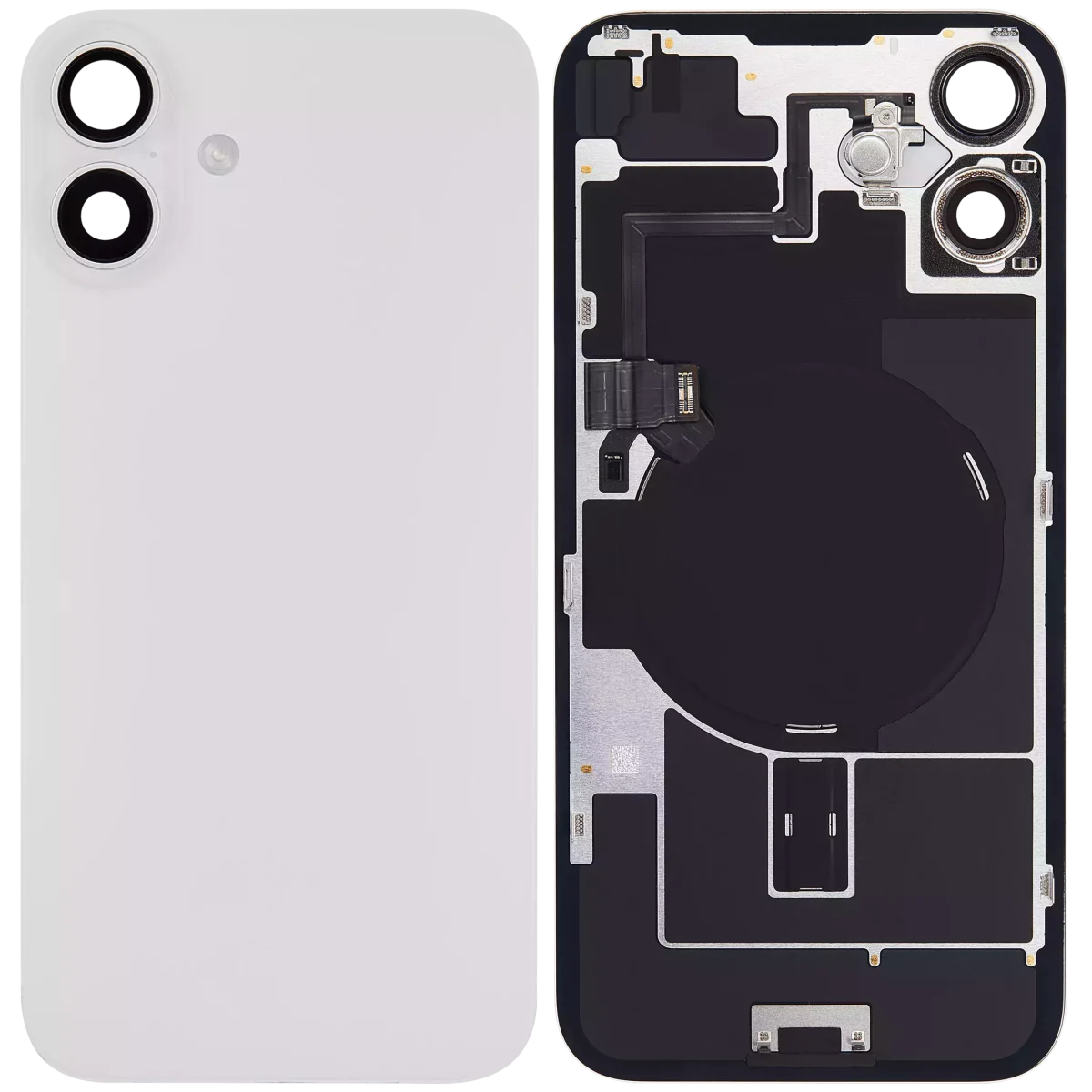 Iphone 16 Plus ile Uyumlu Arka Cam Çelik Plakalı Kablosuz NFC Şarj MagSafe Mıknatıs ve El Feneri Esnek ile Uyumlu Full Beyaz - Görsel 2