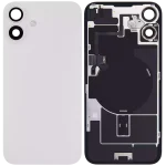 Iphone 16 Plus ile Uyumlu Arka Cam Çelik Plakalı Kablosuz NFC Şarj MagSafe Mıknatıs ve El Feneri Esnek ile Uyumlu Full Beyaz - Görsel 2