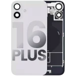 Iphone 16 Plus ile Uyumlu Arka Cam Çelik Plakalı Kablosuz NFC Şarj MagSafe Mıknatıs ve El Feneri Esnek ile Uyumlu Full Beyaz