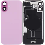 Iphone 16 Plus ile Uyumlu Arka Cam Çelik Plakalı Kablosuz NFC Şarj MagSafe Mıknatıs ve El Feneri Esnek ile Uyumlu Full  Rose - Görsel 2