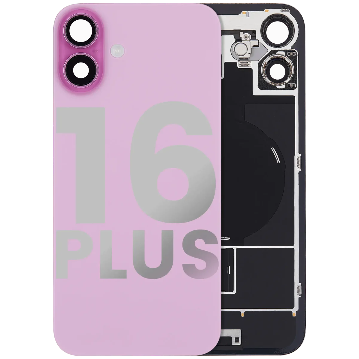 Iphone 16 Plus ile Uyumlu Arka Cam Çelik Plakalı Kablosuz NFC Şarj MagSafe Mıknatıs ve El Feneri Esnek ile Uyumlu Full  Rose