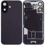 Iphone 16 Plus ile Uyumlu Arka Cam Çelik Plakalı Kablosuz NFC Şarj MagSafe Mıknatıs ve El Feneri Esnek ile Uyumlu Full Siyah - Görsel 2