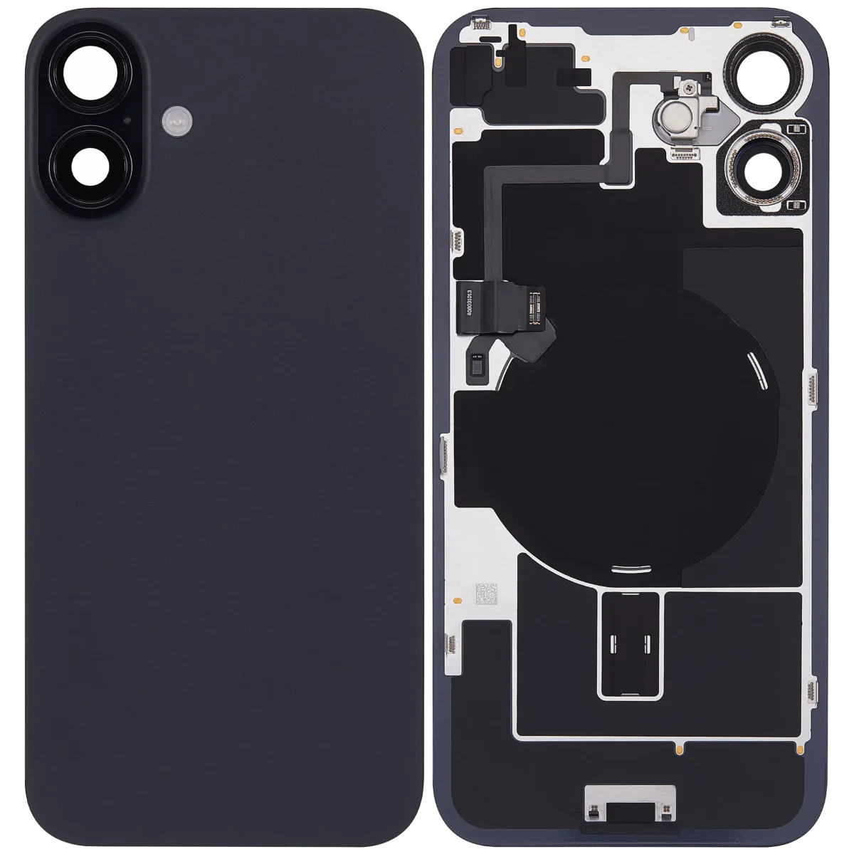 Iphone 16 Plus ile Uyumlu Arka Cam Çelik Plakalı Kablosuz NFC Şarj MagSafe Mıknatıs ve El Feneri Esnek ile Uyumlu Full  Siyah - Görsel 2