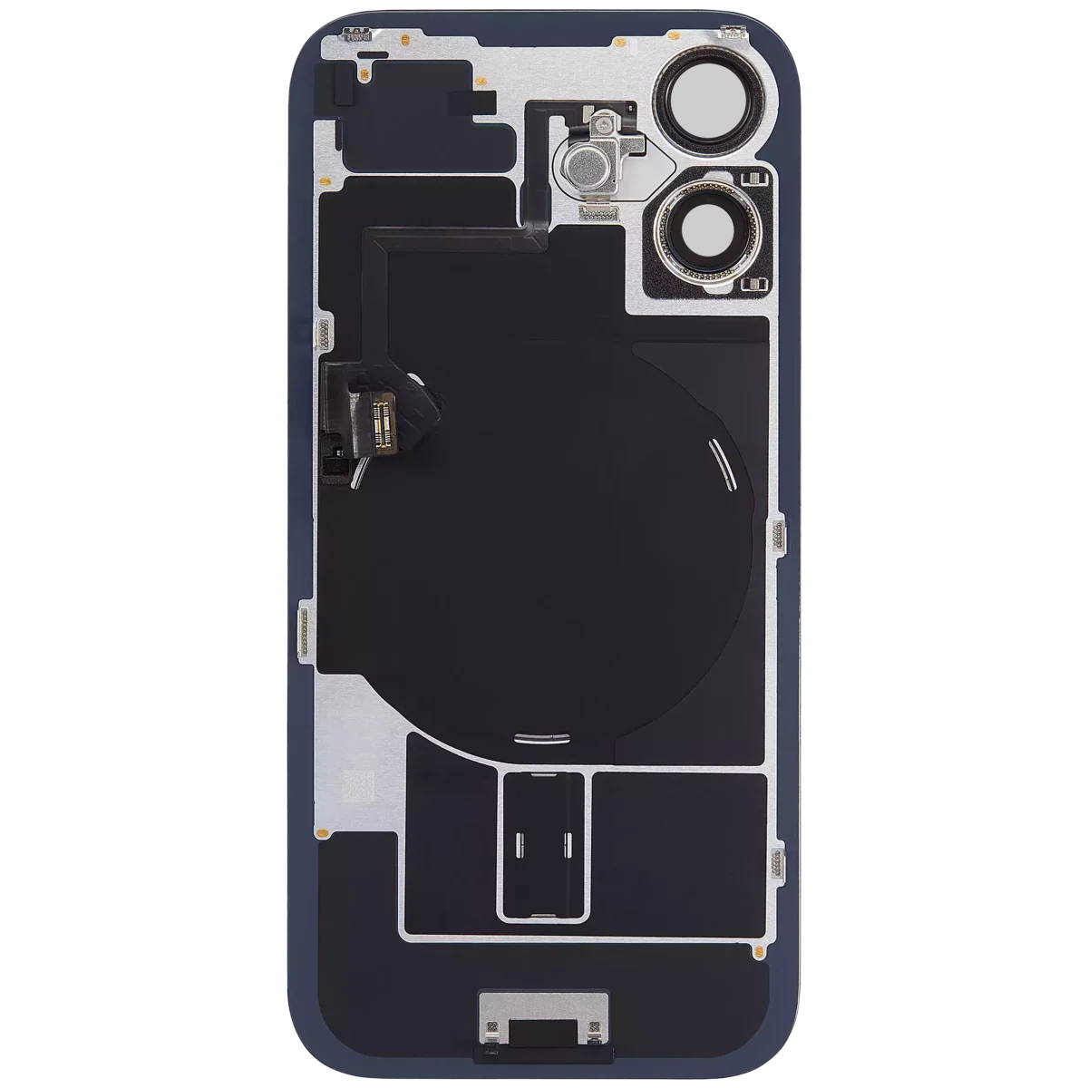 Iphone 16 Plus ile Uyumlu Arka Cam Çelik Plakalı Kablosuz NFC Şarj MagSafe Mıknatıs ve El Feneri Esnek ile Uyumlu Full Siyah - Görsel 4