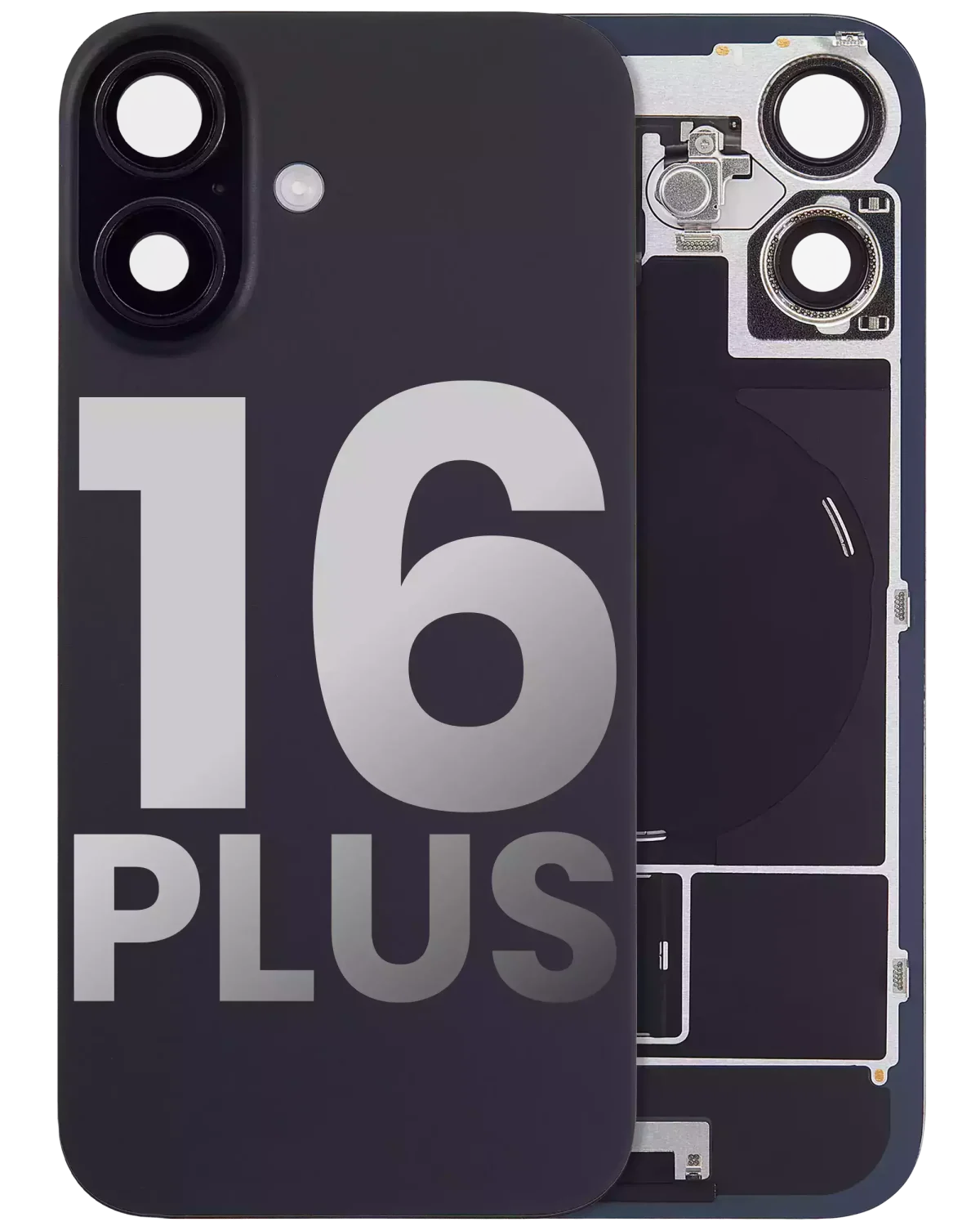 Iphone 16 Plus ile Uyumlu Arka Cam Çelik Plakalı Kablosuz NFC Şarj MagSafe Mıknatıs ve El Feneri Esnek ile Uyumlu Full Siyah