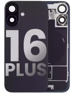 Iphone 16 Plus ile Uyumlu Arka Cam Çelik Plakalı Kablosuz NFC Şarj MagSafe Mıknatıs ve El Feneri Esnek ile Uyumlu Full Siyah